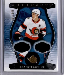 BRADY TKACHUK DUAL JERSEY /249 #15 2023-24 UPPER DECK ARTIFACTS SENATORS - Picture 1 of 2