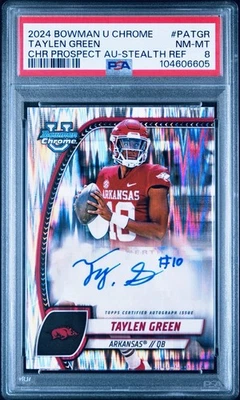 2024 BOWMAN U CHROME PROSPECT AUTO STEALTH REFRACTOR TAYLEN GREEN Hogs' PSA 8 - image 1 of 3