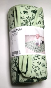 Ikea Trolldom Steppdecke 100% Baumwolle Waldtiermuster Grün Neu  - Bild 1 von 6