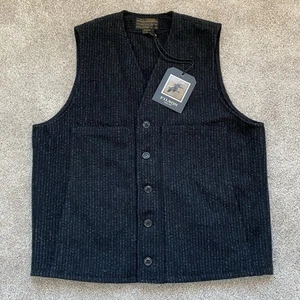 Filson Mackinaw gilet di lana 20238728 MADE IN USA corda carbone righe gesso spilla L - Foto 1 di 10