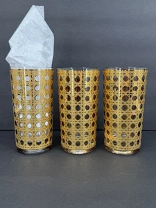 CANNELLA by CULVER 22k Gold Plated Highball Glass 5 5/8” (Set of 3) EUC - Picture 1 of 4