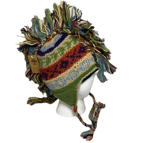 Nepal Wool Colorful Mohawk Beanie Trapper Fleece Lined Ski Ear Flap Snowboarding - Picture 1 of 6