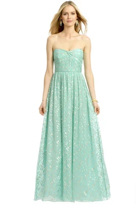 Новый с Ярлыками Shoshanna Jennifer Aqua золото без бретелек макси трапециевидный официальный шелк платье sz 4  - Изображение 1 из 4