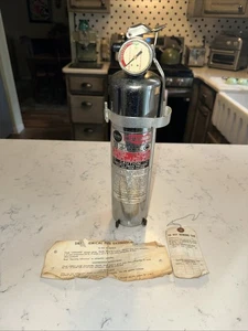 Extintor de incendios vintage vacío Sears 6458 6459 cromado 2 3/4 libras con soporte - Imagen 1 de 8