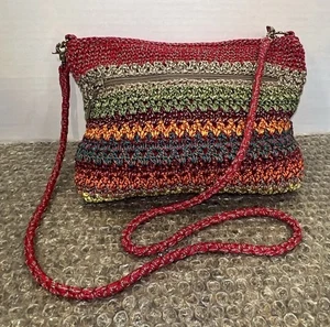 The SAK Häkel Gestreift Tasche Umhängetasche Strick Boho Regenbogen Hippie Sauber! - Bild 1 von 15