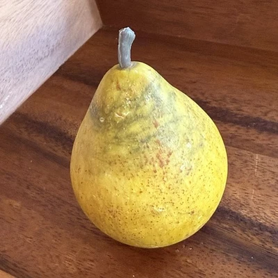 Italian Alabaster Stone Pear Fruit Marble Yellow Carved Vintage - Image 1 of 4