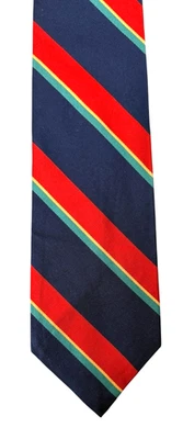 Corbata Ejecutiva de Boston de 4" de ancho azul con rayas rojas verdes y amarillas Foto 1 de 4