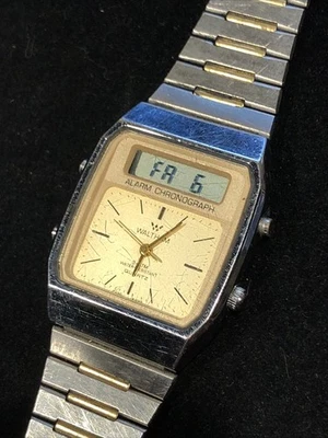 Vintage WALTHAM XX002 Relógio Masculino Digital Analógico Quartzo Alarme Chrono RARO Funciona! - Imagem 1 de 4