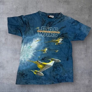 Vintage Star Wars Vintage T Shirt Youth Small Naboo Fighter Squad AOP Tie Dye - Picture 1 of 4