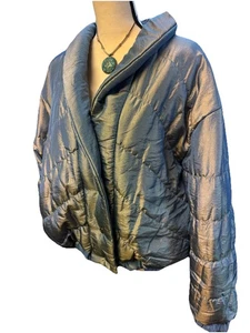 Vintage Rainbow West Metallic Iridescent Crop Puffer Jacket 80s 90s Ski Snow Retro�� - Bild 1 von 5