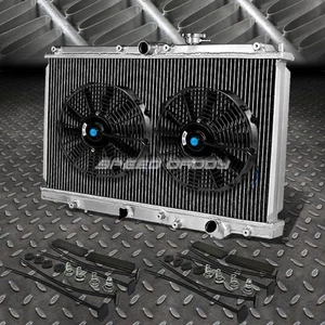 2-ROW ALUMINUM RADIATOR+2X 10"FAN KIT BLACK FOR 97-01 HONDA PRELUDE BB6 H22A4 MT - Picture 1 of 7