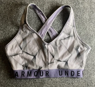 Under Armour Sports Bra Women Large Purple Gym Yoga Running Sports Compression - Image 1 of 4