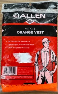 Allen Mesh Blaze Orange Vest Adult Size One Size Fits Most Hunting Vest - NEW - Picture 1 of 2