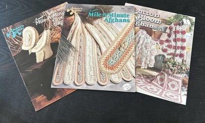 3 Annie Attic COTTON IN BLOOM Mile A Minute AFGHANS & Slippers Crochet Booklets - Image 1 of 4