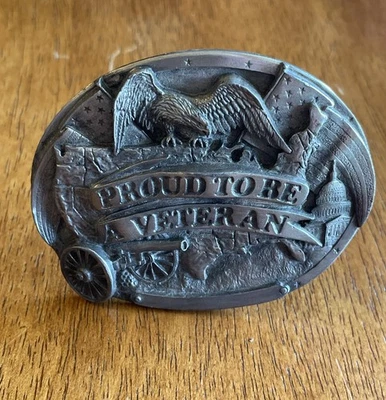 Proud to be an Veteran vintage buckle- 1983-Preowned Bergamot Brass Works - Image 1 of 4