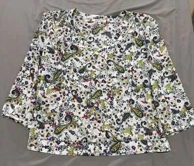 Blusa negra Rainn para mujer talla XL multi floral manga 3/4 cuello en V Foto 1 de 4