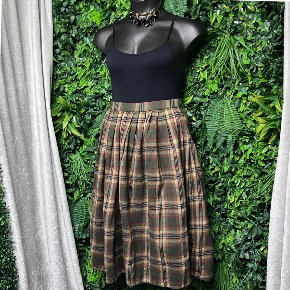 Falda vintage Evan picónica talla 12 plisada a cuadros mezcla de lana hasta la rodilla 3401 Foto 1 de 4