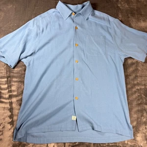 Tommy Bahama Original Fit Seide Button Down Hemd Herren Large Blau - Bild 1 von 8