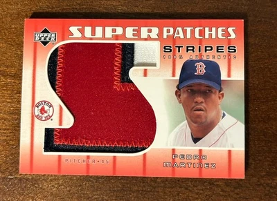 Pedro Martinez 2003 Upper Deck Super Patches Stripes Jumbo Jersey Patch Red Sox - Image 1 of 3