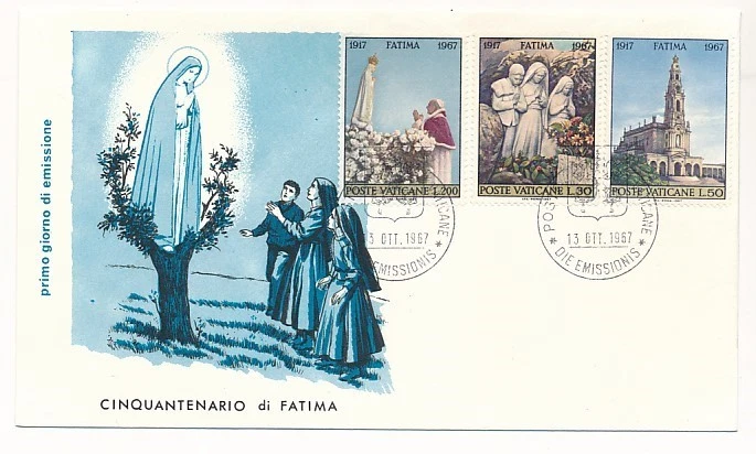 D222536 Apparition of the Virgin Mary FDC Vatican City 1967 - Image 1 of 1