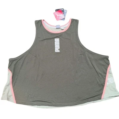 Camiseta sin mangas PUMA para mujer Plus 3X verde oliva logotipo malla espalda ropa deportiva nueva con etiquetas nueva Foto 1 de 4