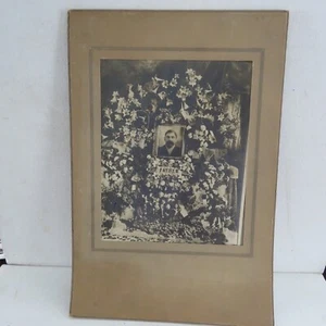 Antique Large Cabinet Card photo Funeral Memorial FLOWERS- Kildahl, IL. - Picture 1 of 6