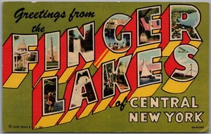 Postcard c1954 Greeings from Finger Lakes of Central New York Large Letter - Bild 1 von 2