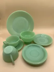 VTG Jadeite Replacement Pieces Including Plate, Saucers, Cups and Pedestal Bowl - Picture 1 of 24