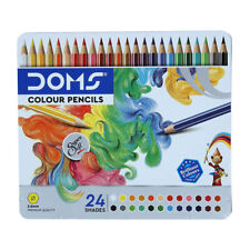 Ensemble de crayons couleur DOMS 24 nuances dans une boîte plate en étain multicolore pour étudiants