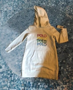 Ralph Lauren Girls Polo Fleece Hoodie Dress White Size 7 - Picture 1 of 4