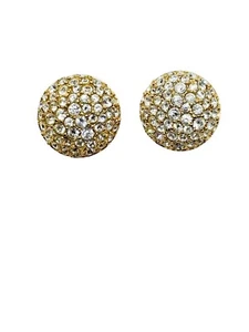 Swarovski Kuppel Ohrringe goldfarben Pave Kristall Vintage signiert Glam Clip On - Bild 1 von 8