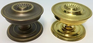 1-5/8" & 2" SHERATON FEDERAL STYLE Round Stamped Brass knob w/Backplate victoria - Picture 1 of 18