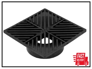 6 in. Plastic Square Drainage Grate in Black - Picture 1 of 3