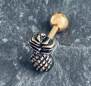 P2GO Gold über 316L Chirurgenstahl Langhantel + Zinkguss in brüniertem Gold - Bild 1 von 2