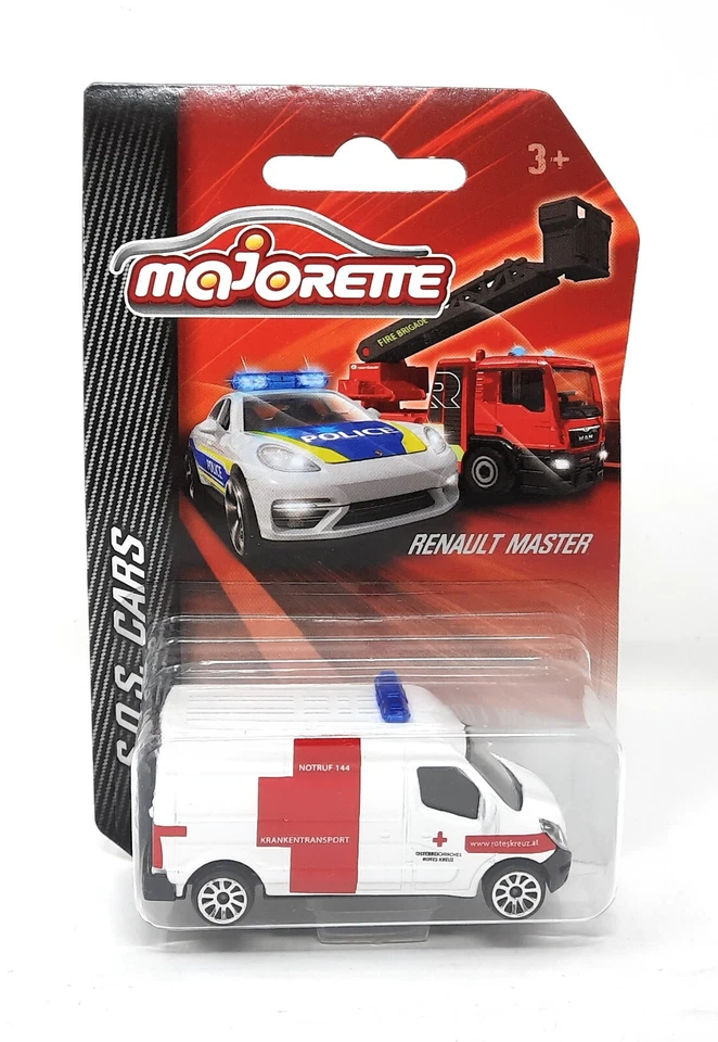 Автомобили Majorette SOS Renault Master австрийский Красный Крест белые 1:66. Модель автомобиля металл - Изображение 1 из 1