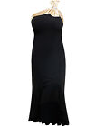 TEA LENGTH BLACK COCKTAIL DRESS WITH CHAMPAGNE TRIM  BOW