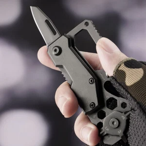 Carabiner Keychain Screwdriver EDC Multi Tool Foldable Knife Survival Camping - Picture 1 of 17