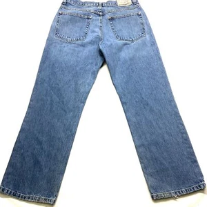 Pantalones de mezclilla pelirrojos de ajuste fácil para hombre 34x30 azul bolsillo elástico pierna recta cremallera mosca - Imagen 1 de 19