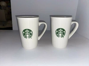 Two Starbucks Mermaid Logo Mugs 10 fl Oz One Sided - Picture 1 of 12