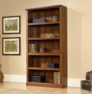 Rustic Cherry 5 Shelf Bookcase Wooden Bookshelf Book Case Elegant Display Decor