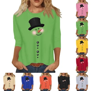 3/4 Sleeve Shirts For Women Easter Print Graphic Tees Blouses Casual Plus Size - Picture 1 of 39