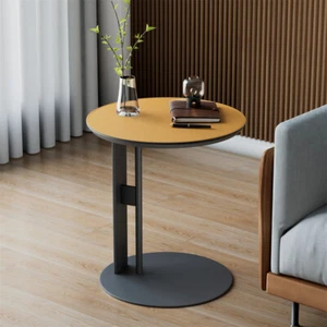 Rund Couchtisch Luxus Akzent Tisch mit Sattelleder Top Wohnzimmer Beistelltisch - Bild 1 von 15