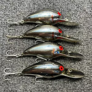 Bomber Model A 6a Vintage Screw Tail Crankbaits Lot of 4 Lures - MB Chrome Black - Picture 1 of 10
