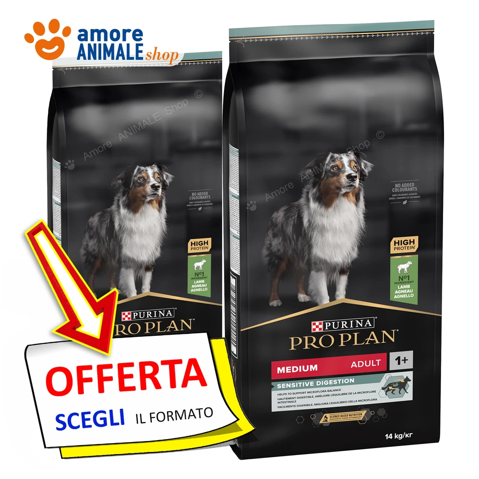 PURINA Dog PRO PLAN → Adult Sensitive Digestion Medium, Agnello - 14 kg Cane