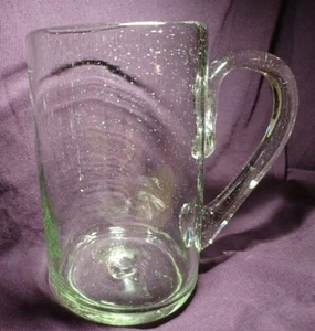Handblown Green Seeded Glass Mug Handle Cup Bubble Rootbeer 6.5" Vintage Rare - Picture 1 of 12