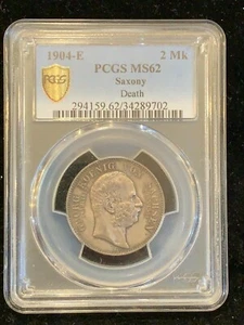 1904-E German States SAXONY ALBERTINE 2 Mark PCGS MS62 KM# 1261 - Picture 1 of 2