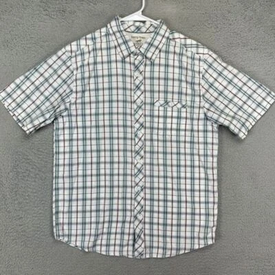Horny Toad Shirt Mens Medium White Plaid Organic Cotton Button Up Short Sleeve - Image 1 of 4