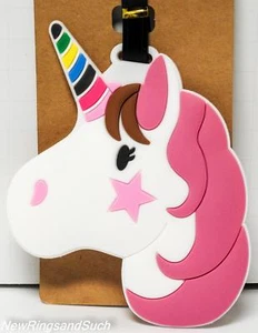 Luggage Tag Unicorn fluffy Silicone Easy to Find Flying Travel Suitcase Vacation - Picture 1 of 4