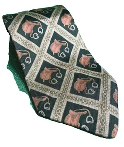 Lovely Pure Silk Tie by Michelsons of London Horse Saddle Geometric Used - Picture 1 of 3