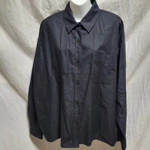 Djerf Avenue Women Button-Up Breezy Shirt Black Size XL Boxy Long Sleeve - Picture 1 of 7
